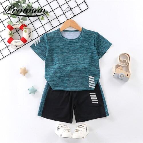 Prowow Casual Childrens Shirt + Shorts Set Summer Kids Baby Clothes Sport Style Boy And Girl Clothing Quick Dry Toddler Outfits