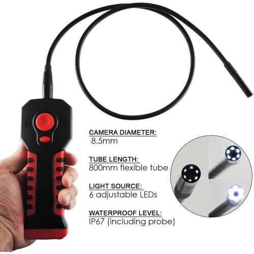 Industrial Endoscope Inspection 8.5mm HD WIFI 6 LED Tube IP67 iPhone iPad iOS Android Windows Waterproof 20M Wifi Range