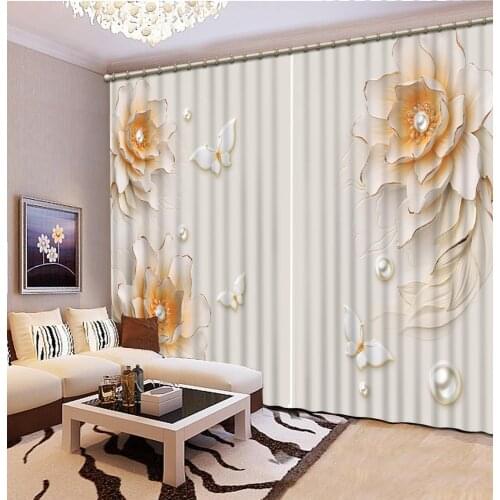 Luxury Blackout 3D Window Curtains For Living Room Bedroomm relief flower curtains Decoration curtains