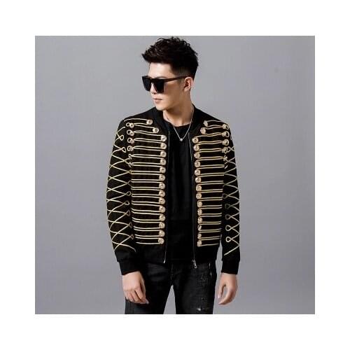 Luxury mens golden thread applique tuxedo jacket/stage performance jacket/bar/studio/fashion