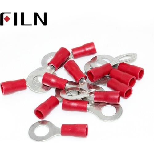 RV1.25-6 Red Ring insulated terminal Cable Wire Connector suit 0.5-1.5mm Electrical Crimp Terminal 100PCS/Pack