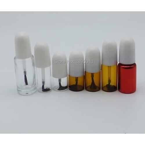 1ml 2ml 3ml 5ml Glass Nail Polish Bottle,Empty With A Lid Brush Cosmetics Packaging Nail Bottle F986