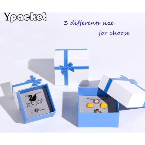 High Quality Square Jewelry Organizer Box Rings Storage Ribbon Box Gift Box For Pendant Earrings Necklace Christmas Gifts 20pcs