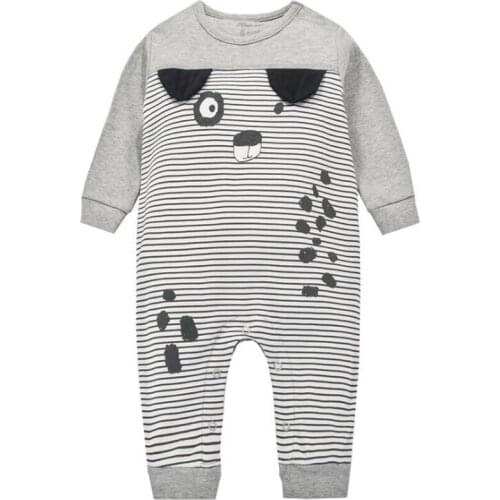 Y380 free shipping New spring Lovely Baby Newborn Girls Boys Children long sleeve cotton Conjoined clothing Gray puppy jersey