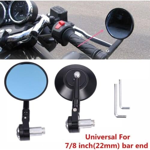 Motorcycle Universal CNC Aluminum Rear View Mirror 3inch 22mm Handle Bar End 7/8inch Mirrors for Kawasaki Yamaha Honda