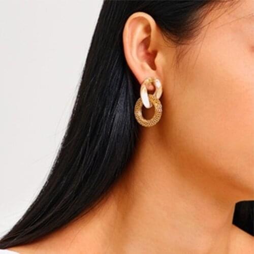 Womens Personalized Earrings 2020 Fashion Vintage Green Acrylic Gold Geometric Pendant Earrings Female Brincos Jewelry