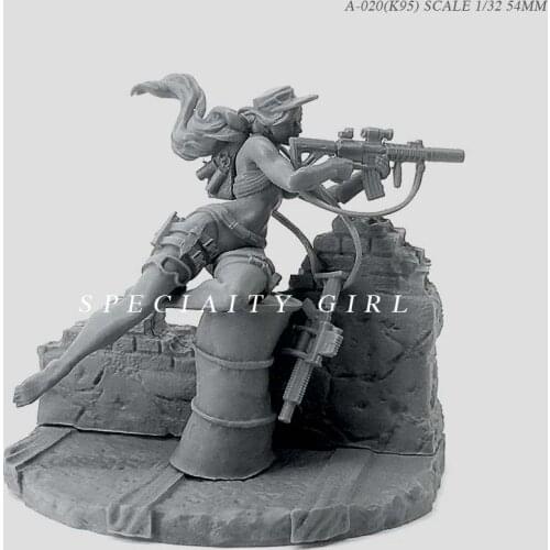 1/32 Resin Figure Kits Modern Special Female Soldier Colorless And Self-assembled (54mm) A-20