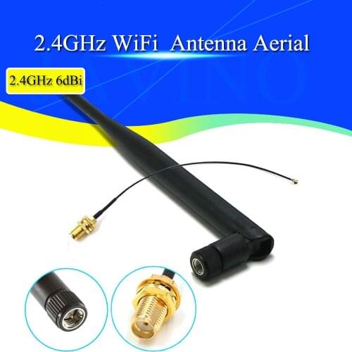 2.4GHz 6dBi WiFi 2.4g Antenna Aerial RP-SMA Male wireless router+ 15cm PCI U.FL IPX to RP SMA Male Pigtail Cable ESP8266 ESP32
