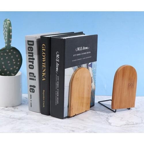 1pcs Book Holder Bookshelf Bamboo Desktop Organizer Office Home Bookends Ends Stand Shelf Bookrack Education Supplies