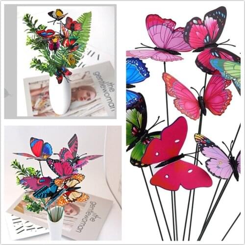 10/50pcs Colorful Whimsical Butterfly Stakes Garden Yard Planter Decoration Home Outdoor Decor Flower Pots Decoration