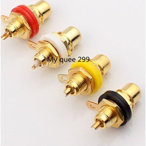 10pcs RCA Female Connector Socket Adapter Plug For 3.5mm Audio Plug AV Plug Gold Panel Connector For Amplifier Speaker