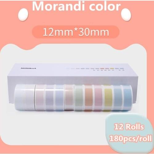 12 rolls Label Printer Paper Label Waterproof Anti-Oil Prince Label Pure Color Scratch-Resistant Label Sticker Paper