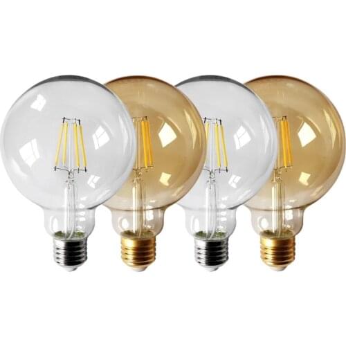 4pcs/Lot 2021 Rushed Sale Ce RoHS Decor Retro Edison Led Filament Bubble Ball Bulb G95 E27 6w 220v for Home Bedroom Decoration