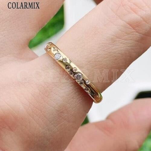 8 Piece Mix shape Zircon rings Gold color zircon rings accessories Gold color jewels rings women party ring Zircon rings 51725