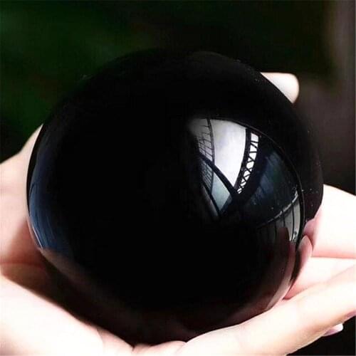 90-100mm Big Natural Black Obsidian Sphere Large Crystal Ball Healing Stone energy stone