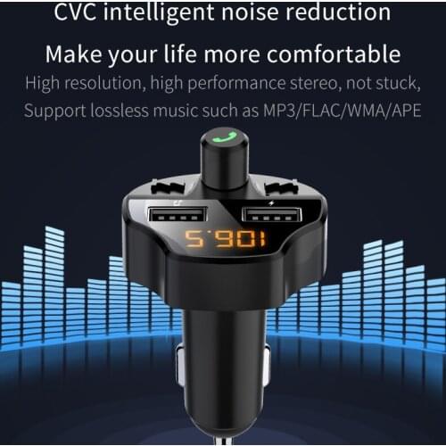 Car Mp3 Player Fm Transmitter Bluetooth 5.0 Auto Dual USB Smart Chip T66 TF Card Hands-free Modulator Adapter
