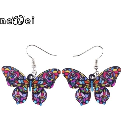 Bonsny Statement Acrylic Butterfly Earrings Drop Dangle Big Long Unique Insect Jewelry For Women Girls Gift Party Decoration New