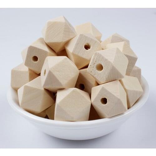 10/12/14/15/16/18/20/25/30mm Natural Faceted Wooden Unfinished Geometric Spacer Beads For Jewelry Make Handmake DIY Accessories