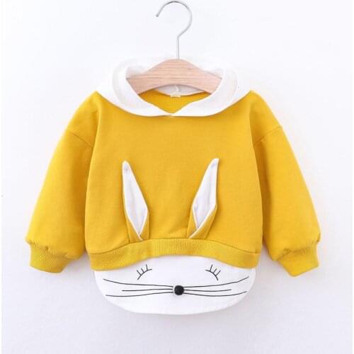 Childrens Clothing Korean Long-Sleeved Hoodies Jacket Boys Girls Hooded Ear Pullover Outerwear Childrens Clothing Tops