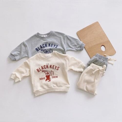 3339 Spring 2020 New Childrens Letter Suit Cotton Baby Top And Loose Pants Suit Baby Boys Girls Cartoon Sporty Clothes Suit