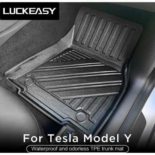 LUCKEASY Car Accessories Interior Modification For Tesla Model Y All-Weather Waterproof TPE Floor Mat Front Rear Trunk Mat
