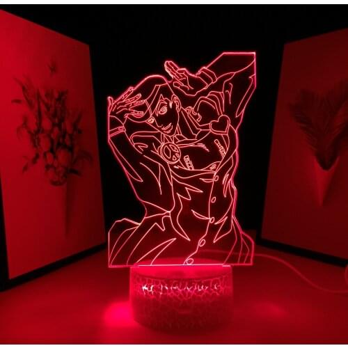 JoJos Bizarre Adventure Anime Figure Higashikata Josuke LED Night Light for Bedroom Decor Birthday Gift Manga 3D Table Lamp