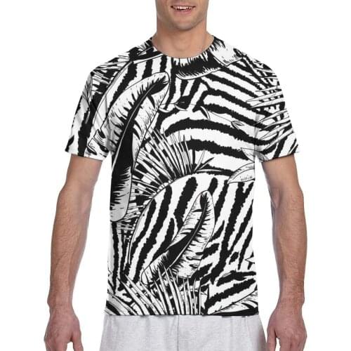 Tropical Leaves Zebra Exotic Natural Black Pattern Fashion T-shirt Men 2020 Summer Crew Neck Mens Tshirt Tee Shirts