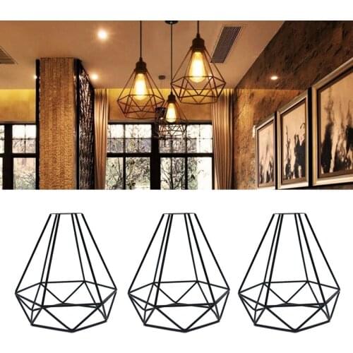 Geometric Pendant Metal Lamp Guard Retro Vintage Ceiling Light Shade Iron Cage SCIE999