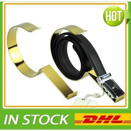 Hot Sell Metal Polished Gold Belt Holder Stand, Belt Display Rack
