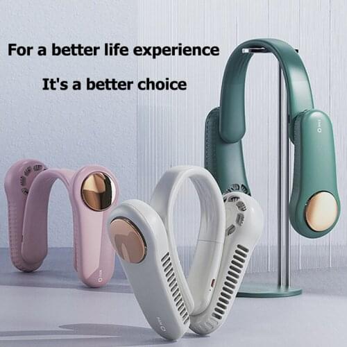 Hot Sale Portable Neck Fan Hands Free Foldable Bladeless Fan Leafless USB Neck Hanging Fan 3 Speeds Adjustable Wind Direction