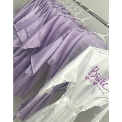 Customize Wedding bride Bridesmaid bridal Lingerie satin silk pajamas Bachelorette robes kimonos gowns gifts party favors