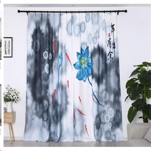 Customized finished window Chinese bedroom living room balcony bay window French window blackout curtains 3d curtains