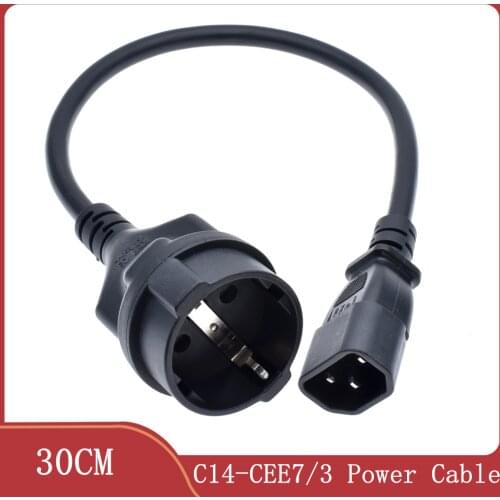 UPS/PDU Power Lead, IEC 320 C14 to CEE 7/7 European Female Schuko Socket Adapter Cable, Copper wire 3.*1.5mm Suqare