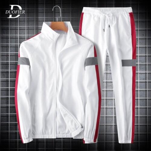 Autumn Men Casual Sets Zipper 2021 Mens Solid Splice Harajuku Tracksuit Jacket+Pants 2 Piece Set Hip Hop Streetwear Sports Suit