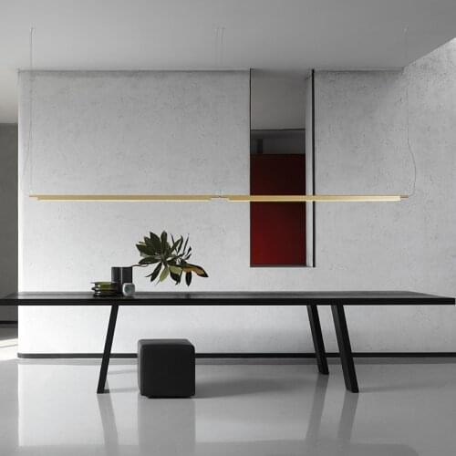 Nordic restaurant chandelier creative bar counter dining room lamp post modern dining table long brass office chandelier