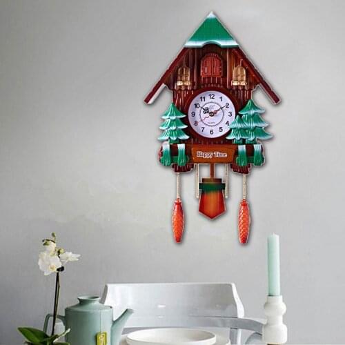 Retro Plastic Cuckoo Coo Living Room Rocking Wall Clock