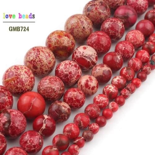 Natural Round Beads Red Sea Sediment Stone Loose Beads For Jewelry Making 15.5" Pick Size 4/6/8/10mm wholesale