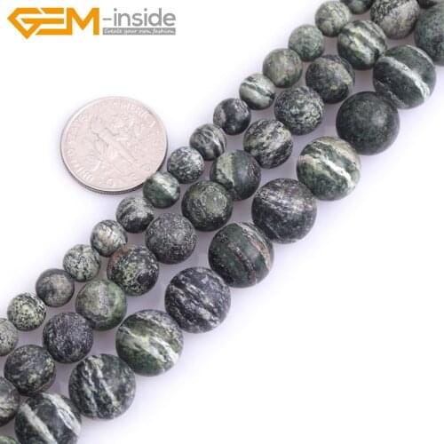 Natural Stone Frosted Matte Unpolished Green Zebra Jaspers Round Spacer Beads For Jewelry Making Strand 15 inch Semi precious