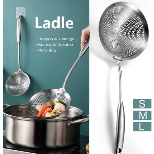 Stainless Steel Slotted Spoon Straining Ladle Handle Skimmer Strainer Durable Frying Food Portable Heat Resistant Kitchen Gadget