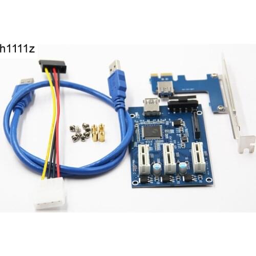 Riser Card PCI Express PCI E 1X Slot Riser Card PCI-E 1 to 3 Expansion Adapter 2 Layer PCB Board + 60cm USB 3.0 Cable for Mining