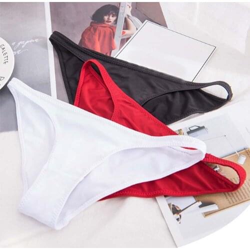 Low Waist Sexy Thong Half-covered Buttocks Ladies Panties Soft Milk Silk Solid Color Triangle Thong Unisex Panties