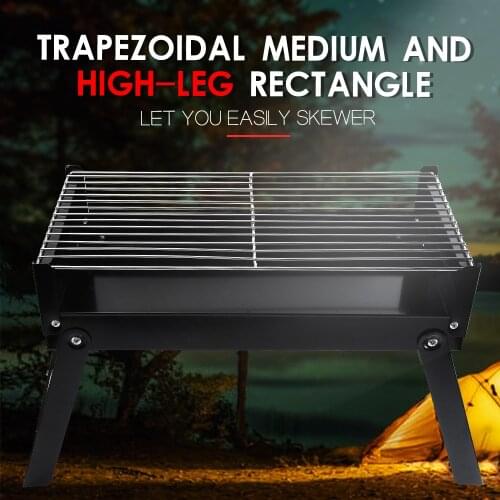 Portable Outdoor bbq Grill Steel Trapezoidal Medium High-leg Rectangle Folding BBQ Barbecue Grill for Camp Outdoor Easy Assembly