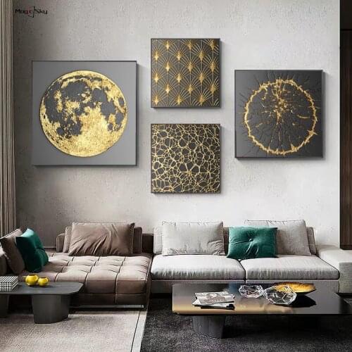 Luxury Black Gold Abstract Canvas Painting Posters and Prints Modern Home Decor Wall Art Pictures Nordic Living Room Decoration