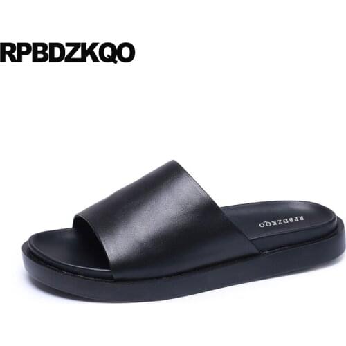 Slides Genuine Leather Casual Large Size Luxury Designer Shoes Men High Quality Platform Summer Black Outdoor Plus 45 Slippers