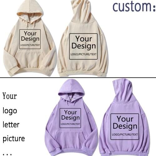 Men/Women Custom Hoodies DIY Logo Photo Text Print Hooded Hoodie Customized Sweatshirt Cotton High Quality Streetwear Jacket