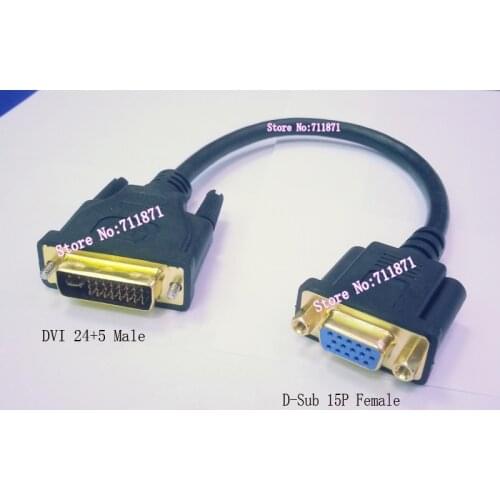DVI Male D-Sub Female Video Cable Gold-plated short 29P 24+5 Pin DVI Male to 15Pin VGA D-Sub Video Line DVI D-Sub VGA Cable Line