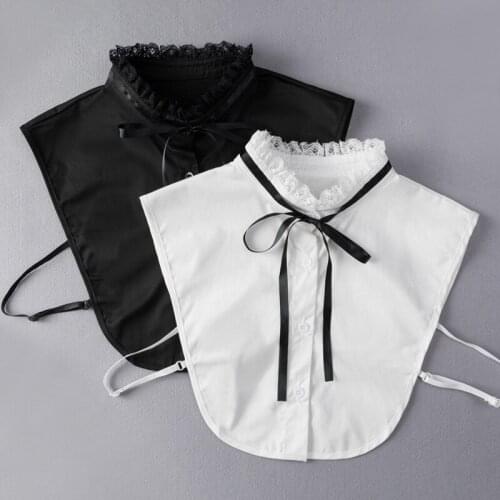 Vintage Bowknots Fake Collar for Women Detachable Shirt Collar False Collar Blouse Neckwear Half Shirt Decorative Nep Kraagie