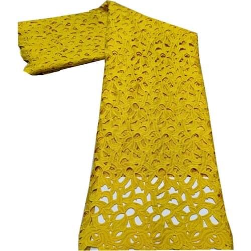 Water Soluble High Quality Nigerian African Lace Fabric / Guipure Net Cord Lace Fabric For Wedding Party Dress YY-135