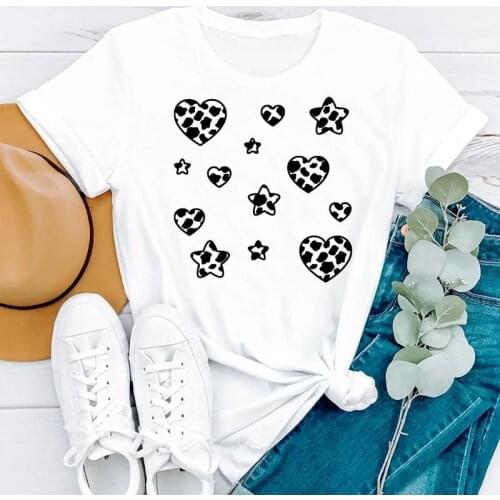 Women Clothing Leopard Love Sweet Travel 90s Summer Fashion Short Sleeve Clothes Print Tshirt Female Tee Top Graphic T-shirt