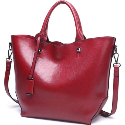 High Quality Women Large Capacity Handbags Genuine Leather Classic Casual Tote Bags Ladies Daily Hand Bags Black Shoulder C1744